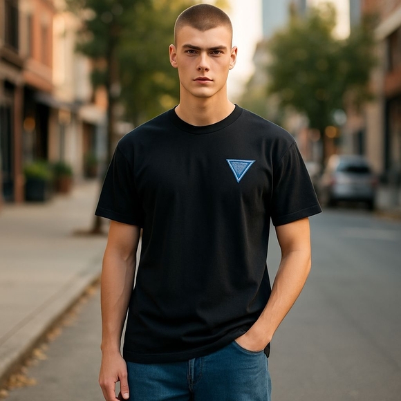 Guess Black Tee with Blue Emblem - Picture 1 of 4